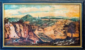 Crich in the early 1700s - The Old Manor house in the foreground